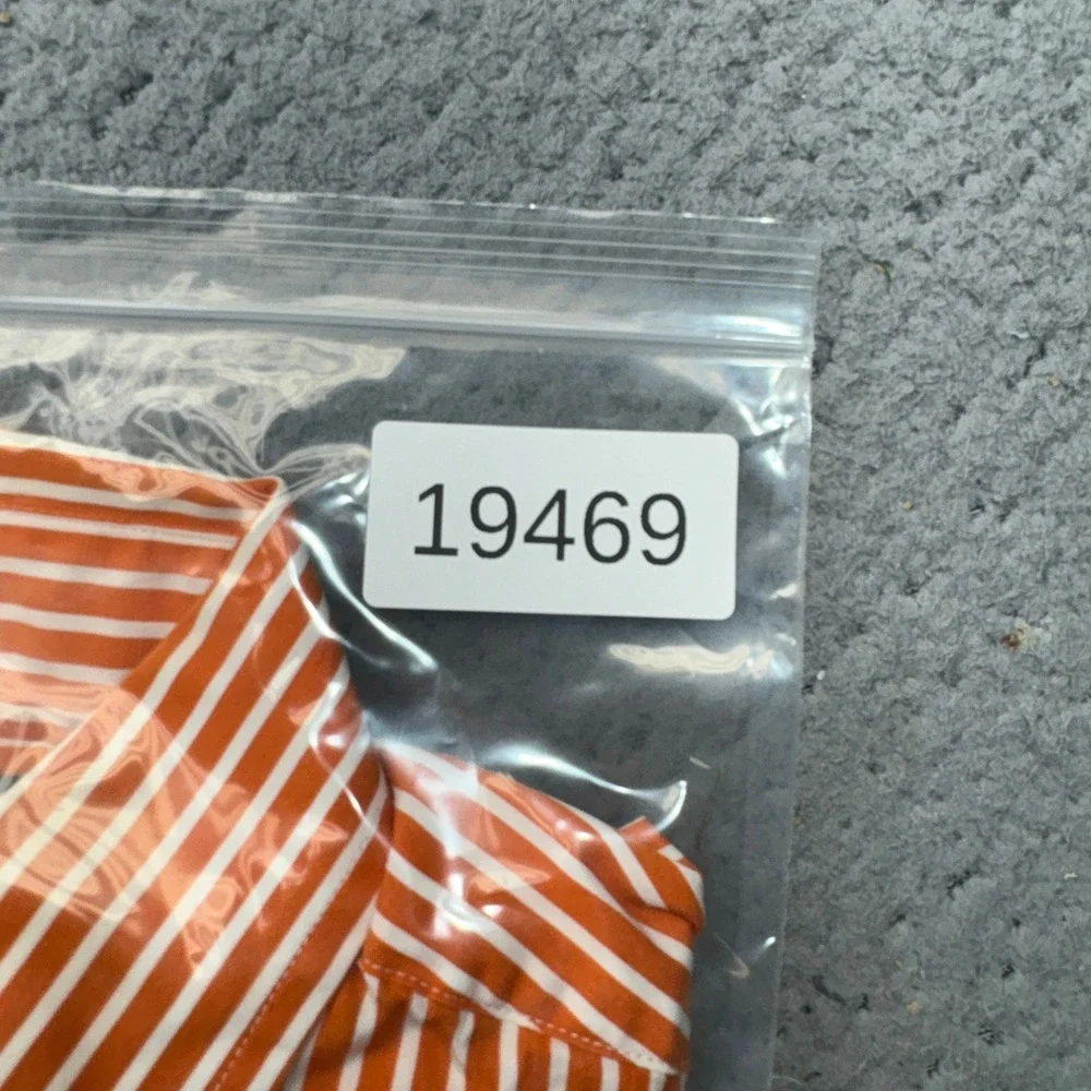 Polo Ralph Lauren Shirt Mens Medium Orange Striped 120s Poplin Button Down